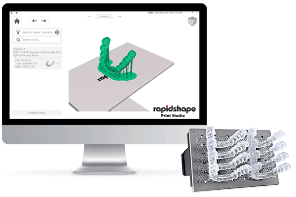 The PRO 20 3D Printer next to RS Print Studio Slicing Software