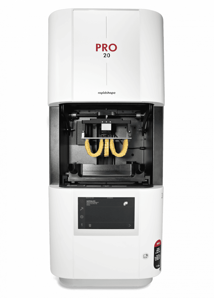 Six denture bases printed on the PRO 20 dental 3D printer