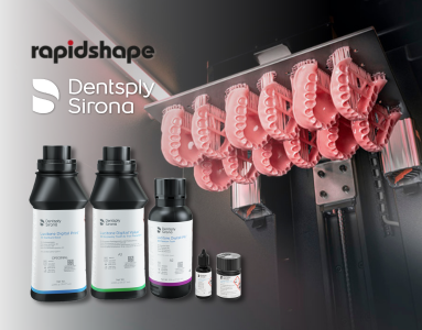 Image shows D50+ Denture Bases printet with Dentsply Sirona Resin