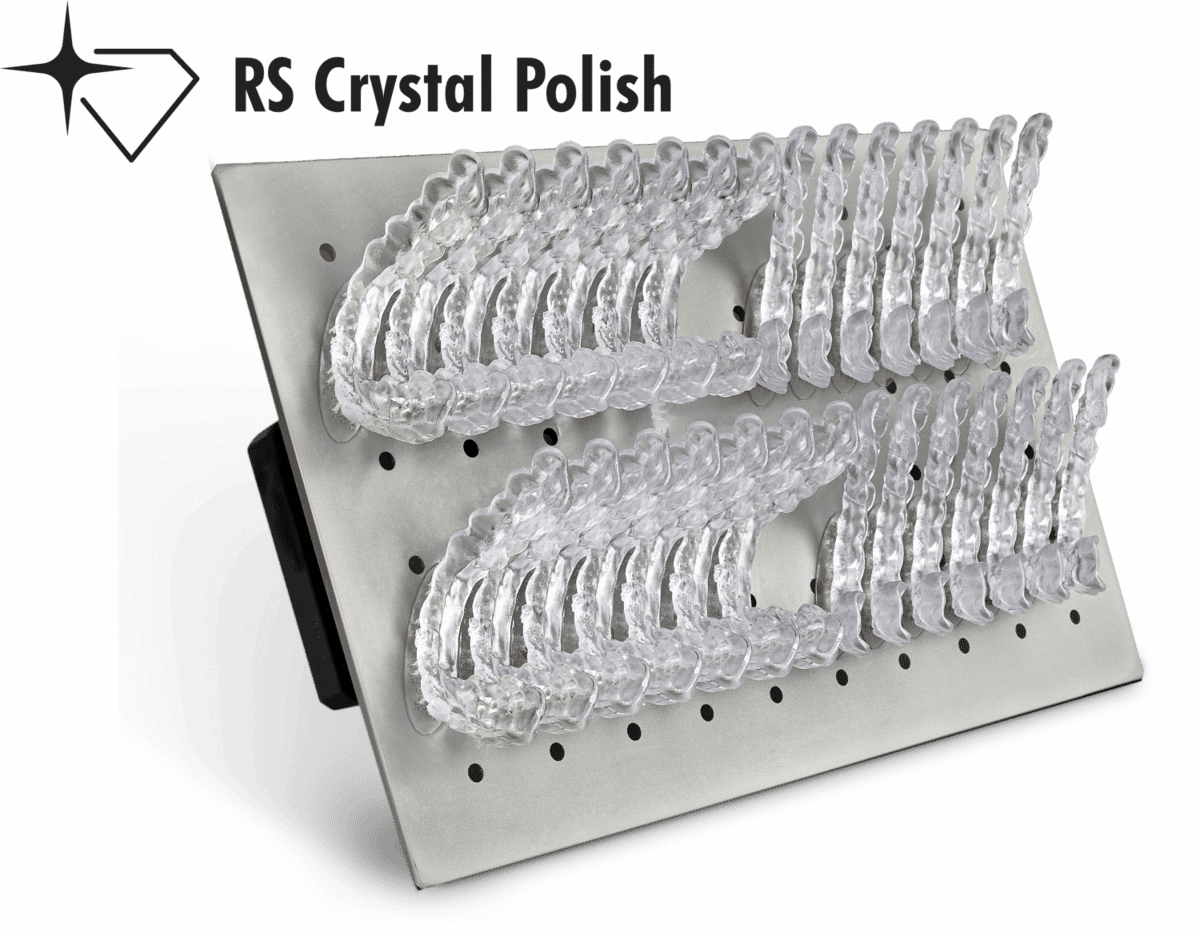 Image showing splints printed with D50+ 3D printer with the crystal polish reservoir