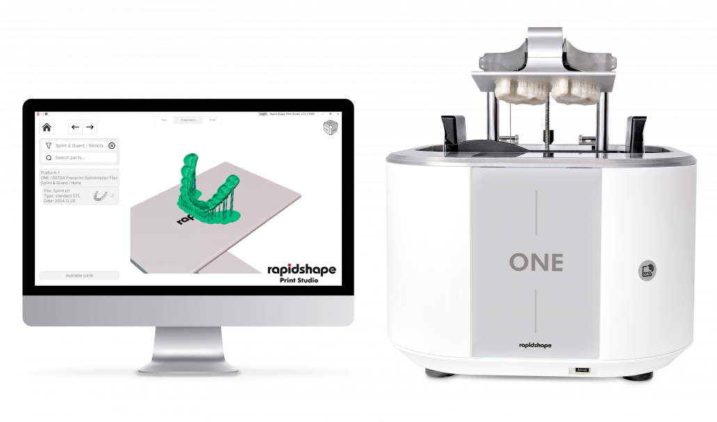 The ONE 3D Printer next to RS Print Studio Slicing Software