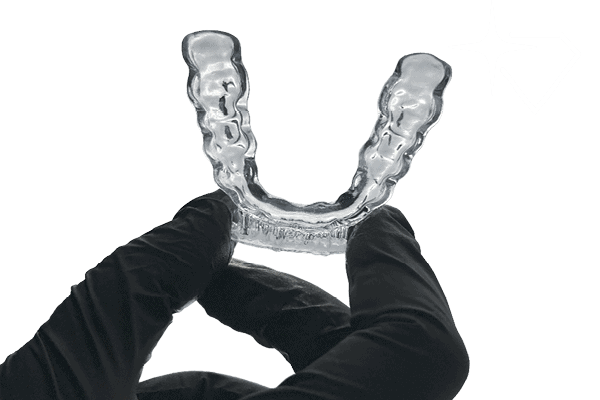 Image shows a Splint - printed with Rapid Sprint Kit and a Crystal Polish Reservoir