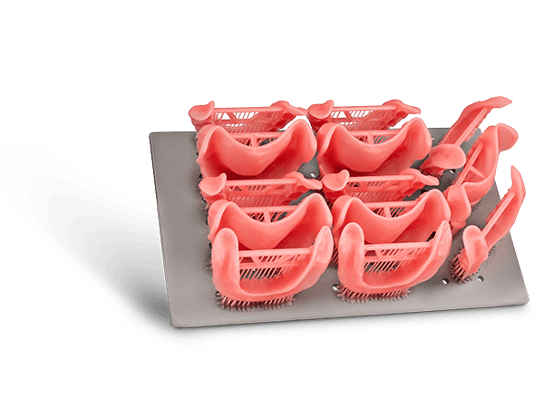 Thirteen denture bases printed on the PRO 30's build platform