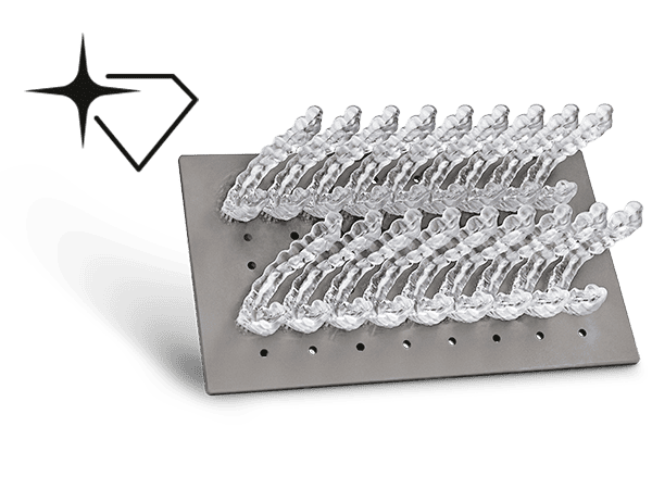 18 Dental Splints 3D printed on the PRO 30's build platform